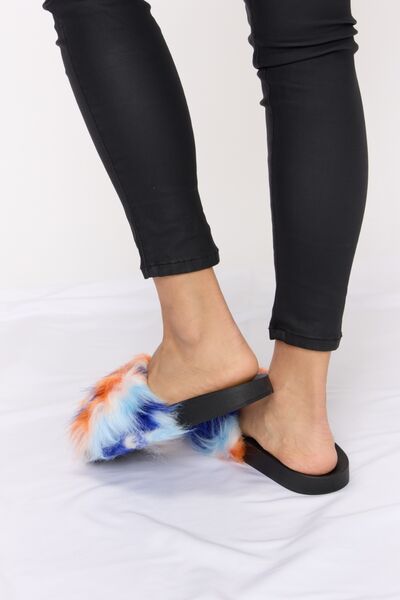 Plush Open-Toe Sandals in Blue MultiSandalsForever Link