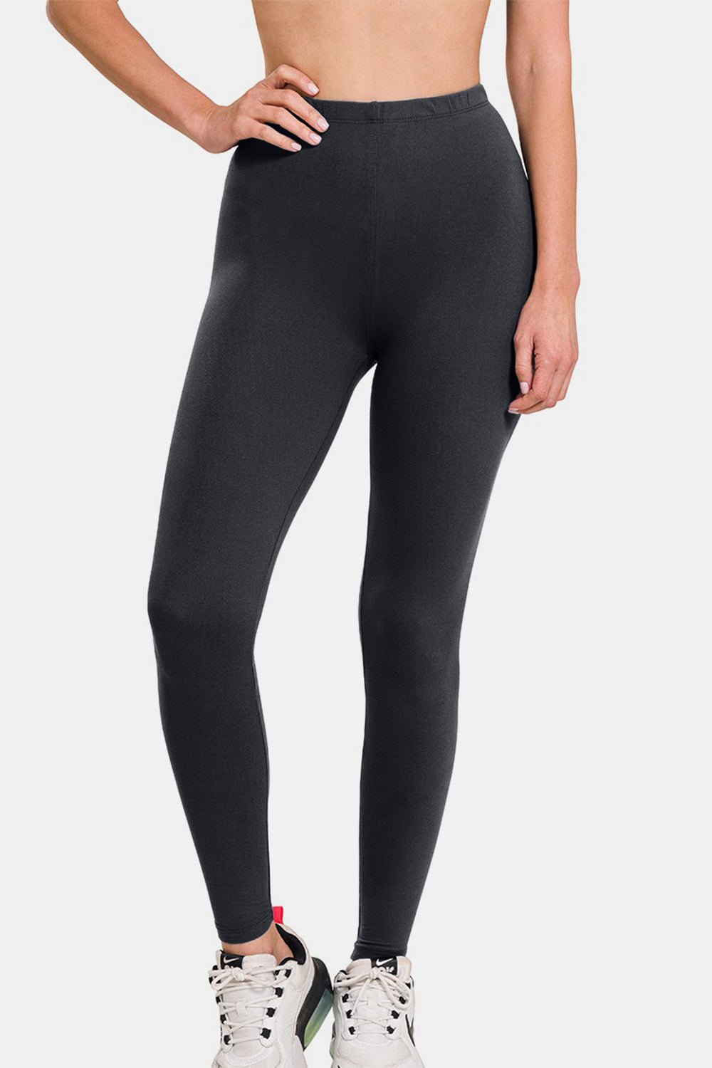 Premium Microfiber High Waist Leggings in BlackLeggingsZenana