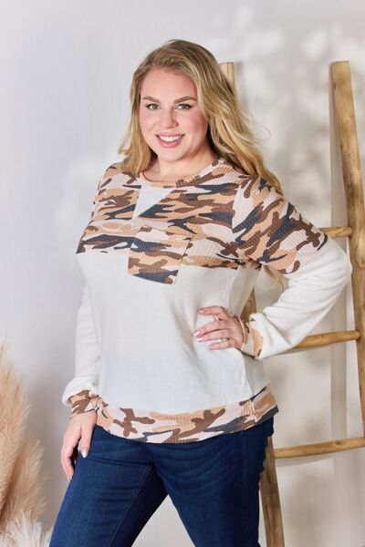 Printed Crew Neck Blouse in IvoryBlouseHailey & Co