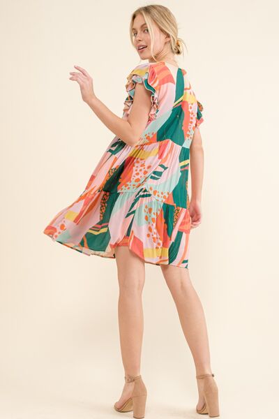 Printed Double Ruffle Sleeve Mini Dress in GreeneryMini DressAnd the Why
