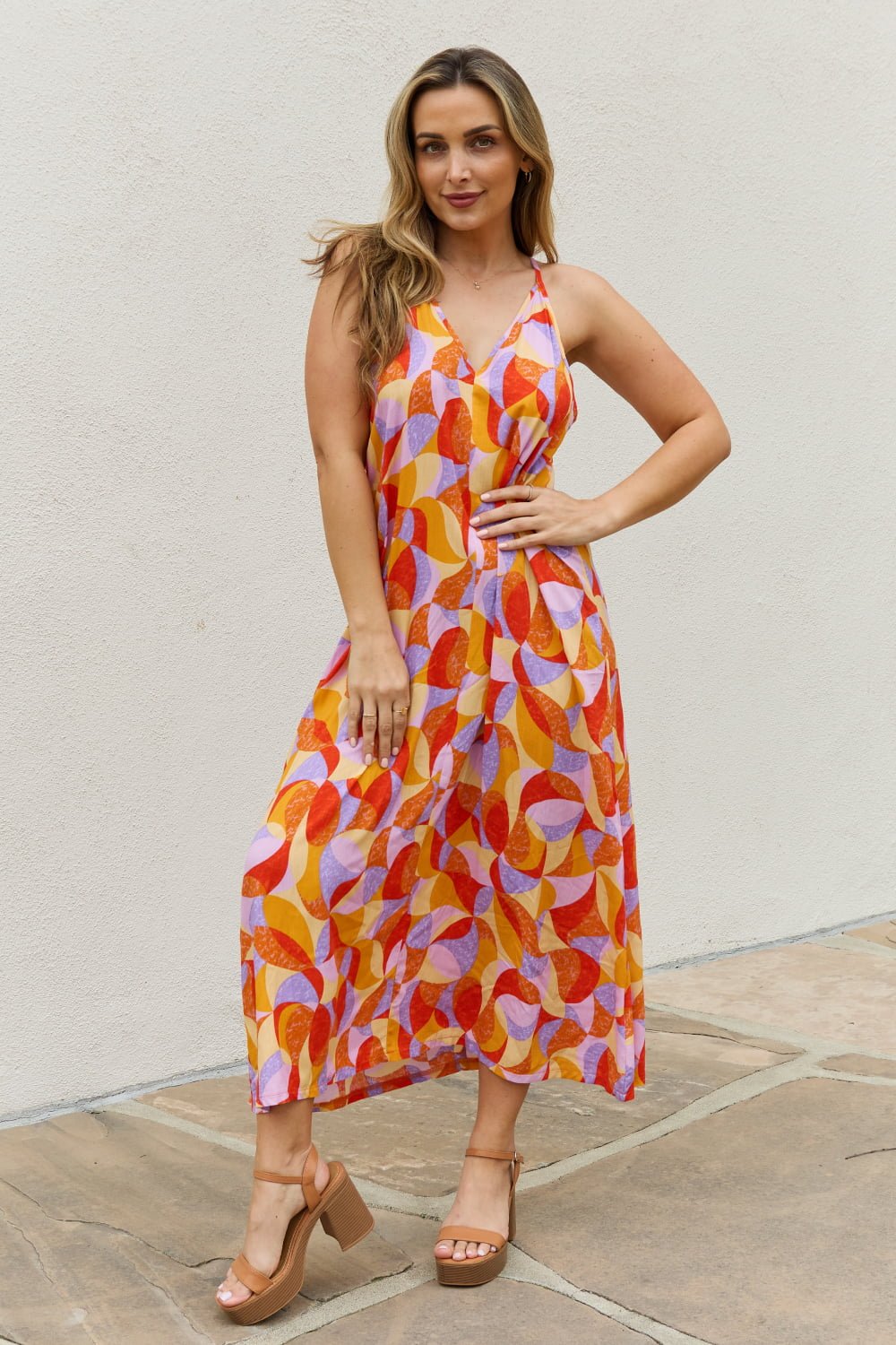 Printed Sleeveless Maxi Dress in Orange MultiMaxi DressAnd the Why