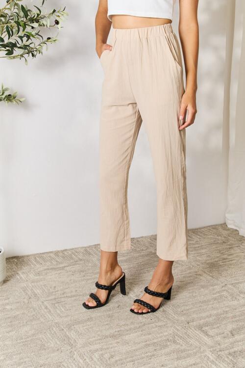 Pull-On Pants with Pockets in KhakiPantsDouble Take