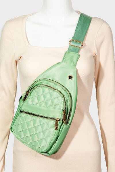 Quilted Sling Bag in SageSling BagFame