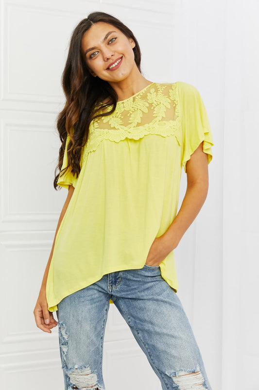 Lace Embroidered Top in Butter YellowTopCulture Code