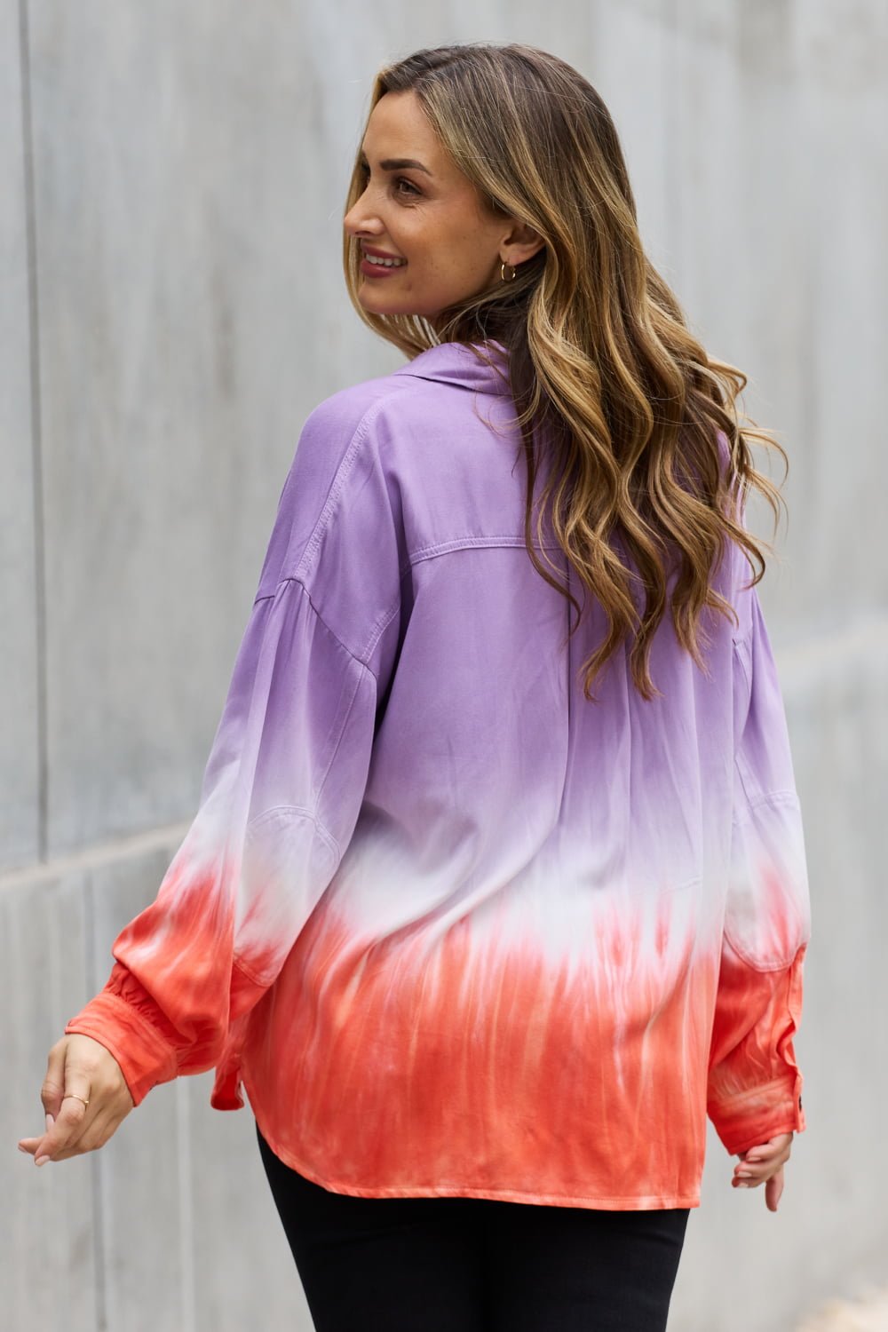 Relaxed Fit Tie-Dye Button Down Shirt in LavenderShirtWhite Birch