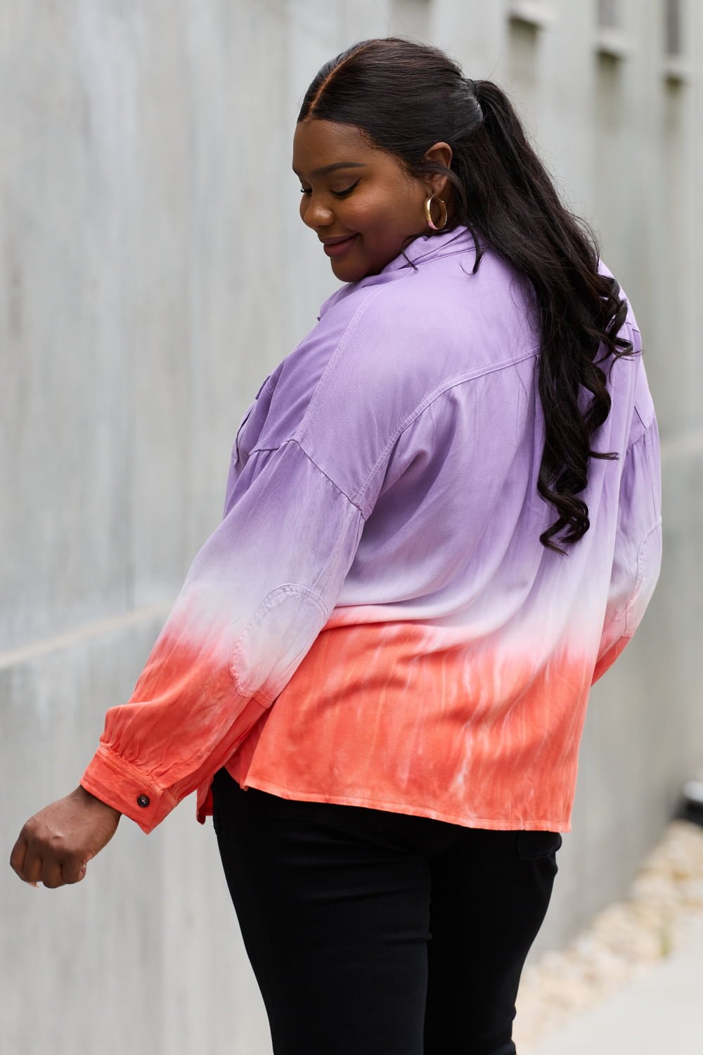 Relaxed Fit Tie-Dye Button Down Shirt in LavenderShirtWhite Birch