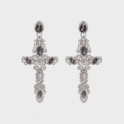 Rhinestone Brass Cross EarringsEarringsBeach Rose Co.