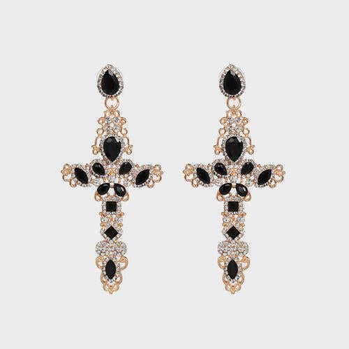 Rhinestone Brass Cross EarringsEarringsBeach Rose Co.