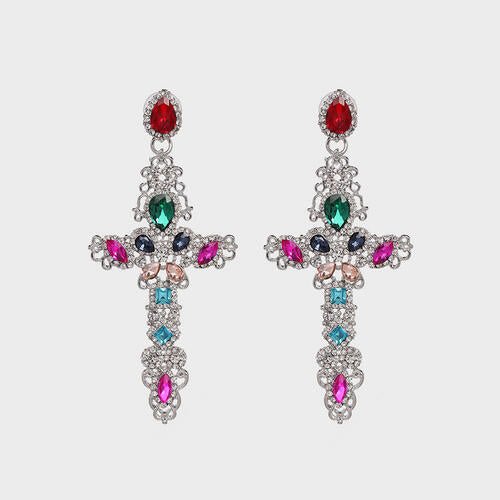 Rhinestone Brass Cross EarringsEarringsBeach Rose Co.