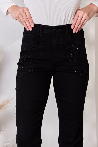 Rhinestone Embellished Slim Jeans in BlackJeansJudy Blue