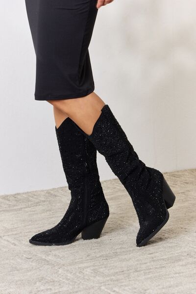 Rhinestone Knee High Cowboy Boots in BlackCowboy BootsForever Link