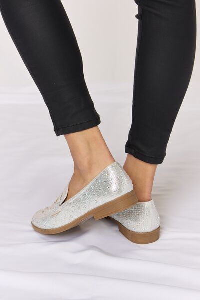 Rhinestone Pointed Toe Loafers in SilverLoafersForever Link