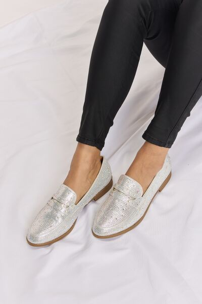 Rhinestone Pointed Toe Loafers in SilverLoafersForever Link
