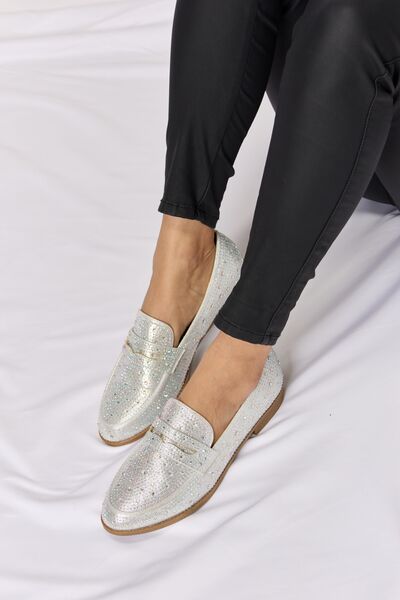 Rhinestone Pointed Toe Loafers in SilverLoafersForever Link