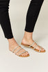 Rhinestone Three-Strap Flat Sandals in TanSandalsWILD DIVA