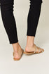 Rhinestone Three-Strap Flat Sandals in TanSandalsWILD DIVA