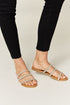 Rhinestone Three-Strap Flat Sandals in TanSandalsWILD DIVA