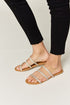 Rhinestone Three-Strap Flat Sandals in TanSandalsWILD DIVA