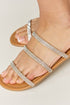 Rhinestone Three-Strap Flat Sandals in TanSandalsWILD DIVA