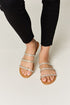 Rhinestone Three-Strap Flat Sandals in TanSandalsWILD DIVA
