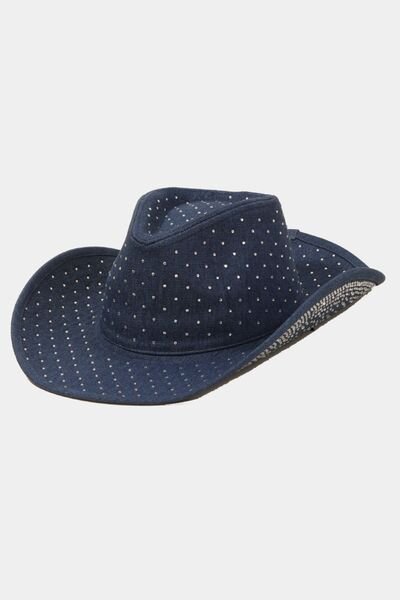 Rhinestone Wide Brim Denim Cowgirl HatCowboy HatFame