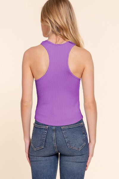 Ribbed Crew Neck Racerback Seamless Tank in Bright PurpleTankACTIVE BASIC