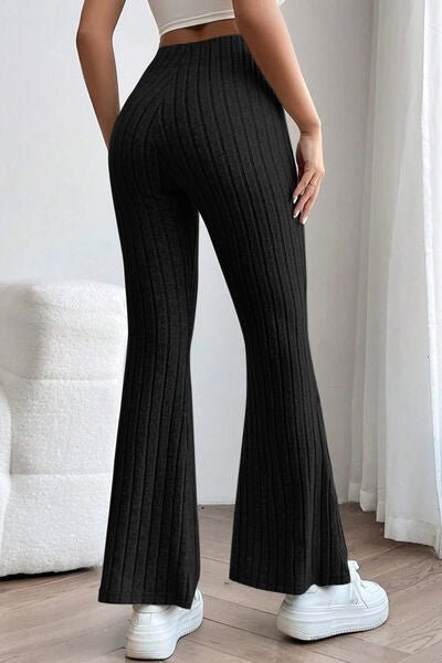 Ribbed High Waist Flare PantsPantsBasic Bae