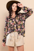 Ruffle Trim Long Sleeve Floral BlouseBlouseCes Femme
