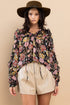 Ruffle Trim Long Sleeve Floral BlouseBlouseCes Femme