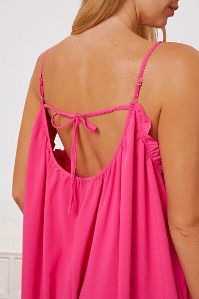 Ruffle Trim Tie Back Cami Jumpsuit with PocketsJumpsuitBeach Rose Co.