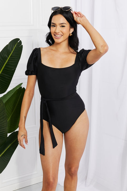Puff Sleeve One-Piece Women's Swimsuit in BlackSwimsuitMarina West Swim