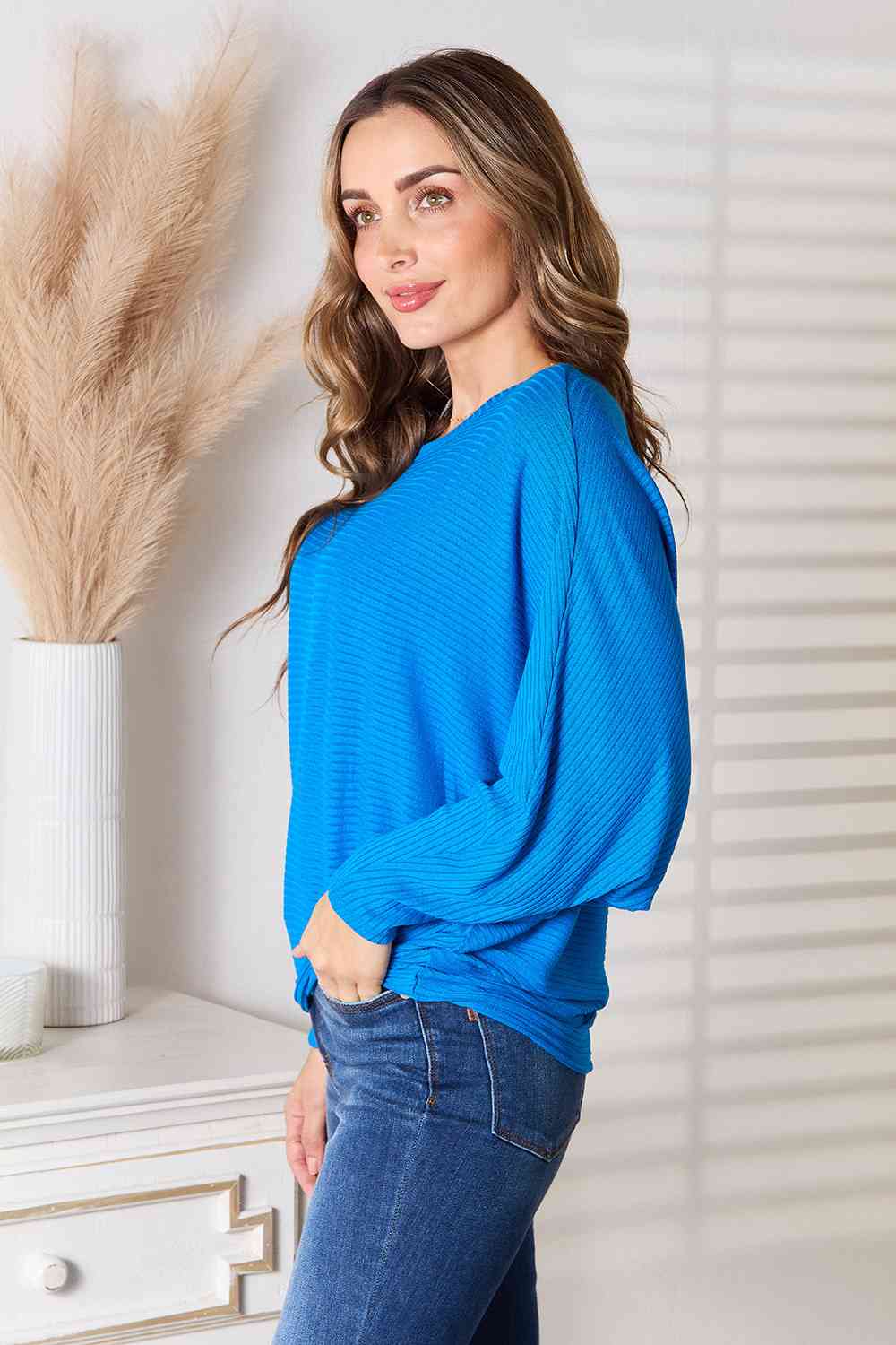 Scoop Neck Batwing Sleeve BlouseBlouseZenana