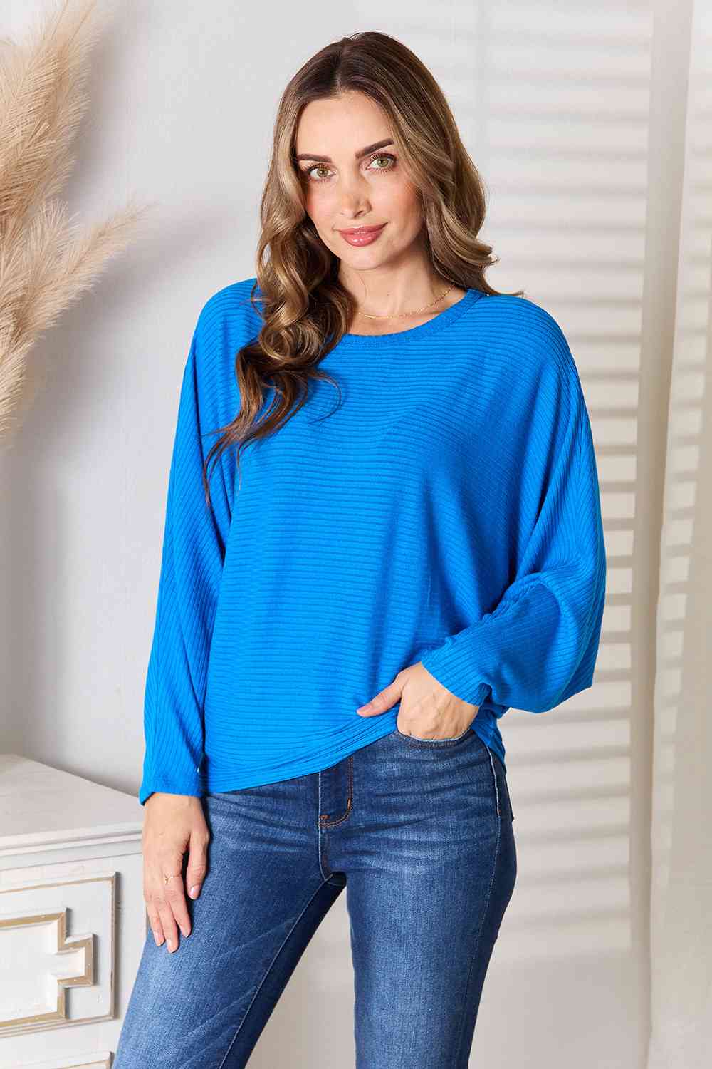 Scoop Neck Batwing Sleeve BlouseBlouseZenana