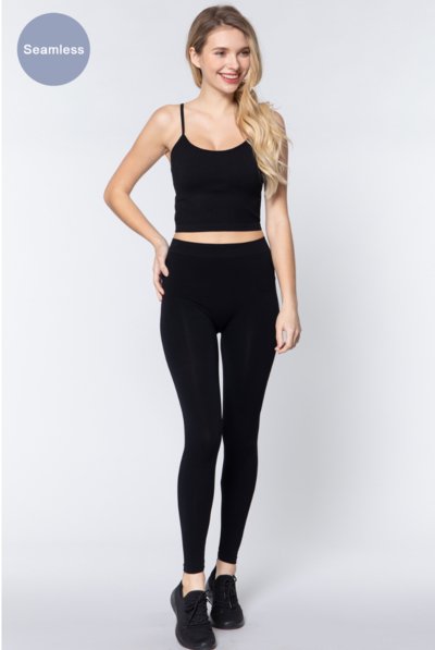 Scoop Neck Cropped Seamless Cami in BlackCamisoleACTIVE BASIC