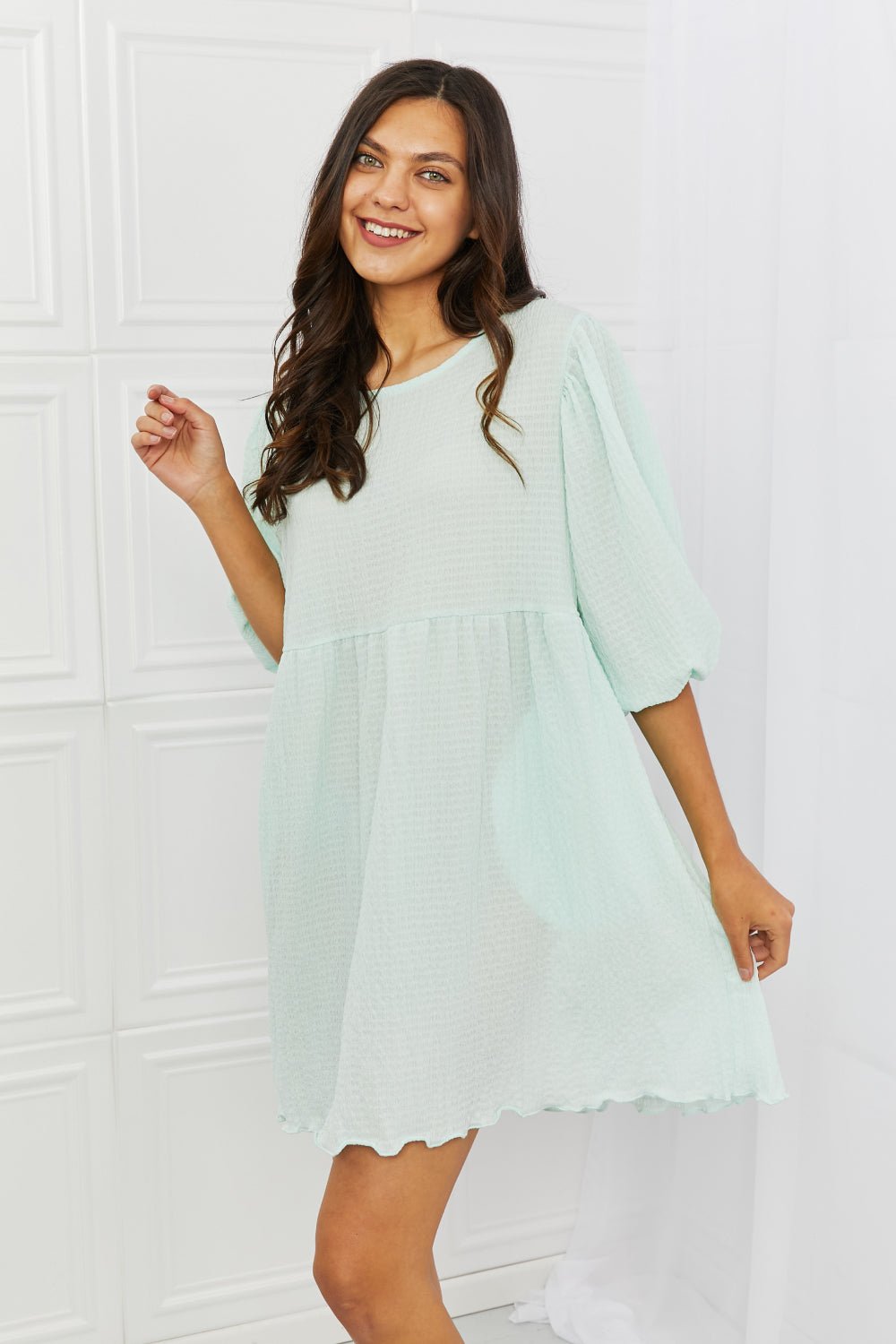 Puff Sleeve Mini Dress in New Sky BlueMini DressCulture Code