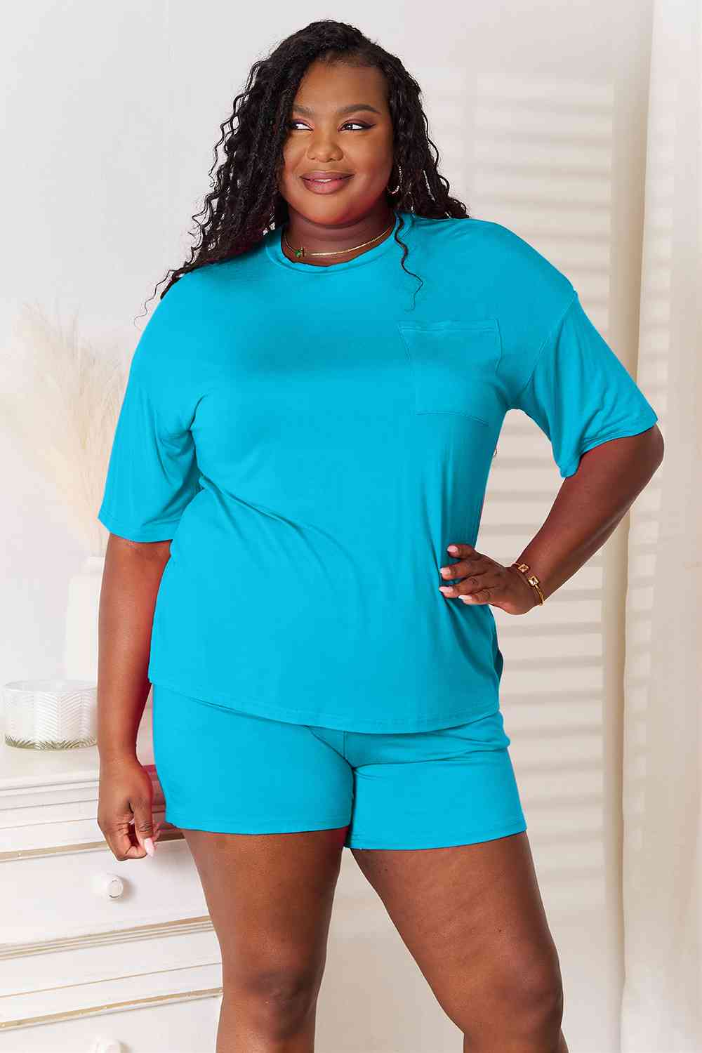 Soft Rayon Half Sleeve Top and Shorts SetShorts SetBasic Bae