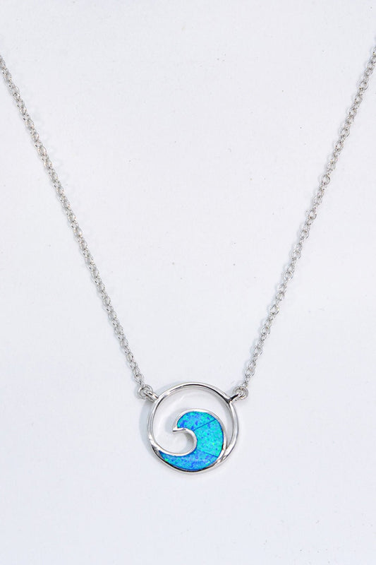 Sterling Silver Opal Wave Pendant NecklaceNecklaceBeach Rose Co.