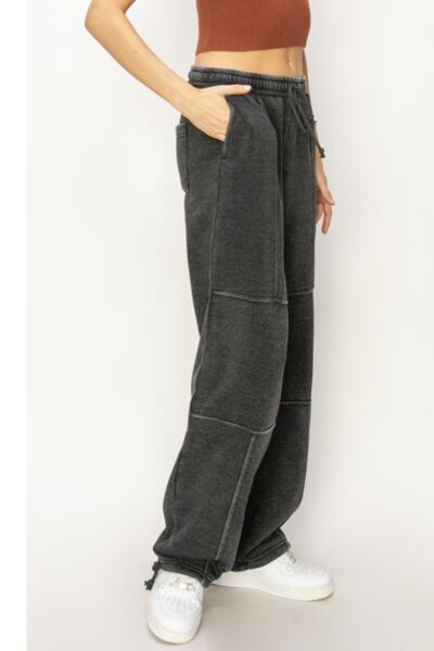 Stitched Design Drawstring Sweatpants in BlackSweatpantsHYFVE