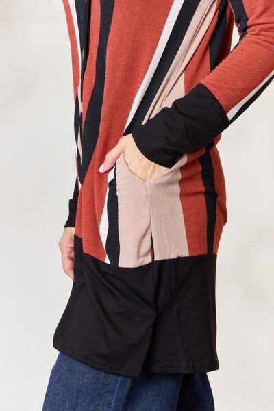 Striped Button Up Long Sleeve Cardigan in RustCardiganCeleste Design