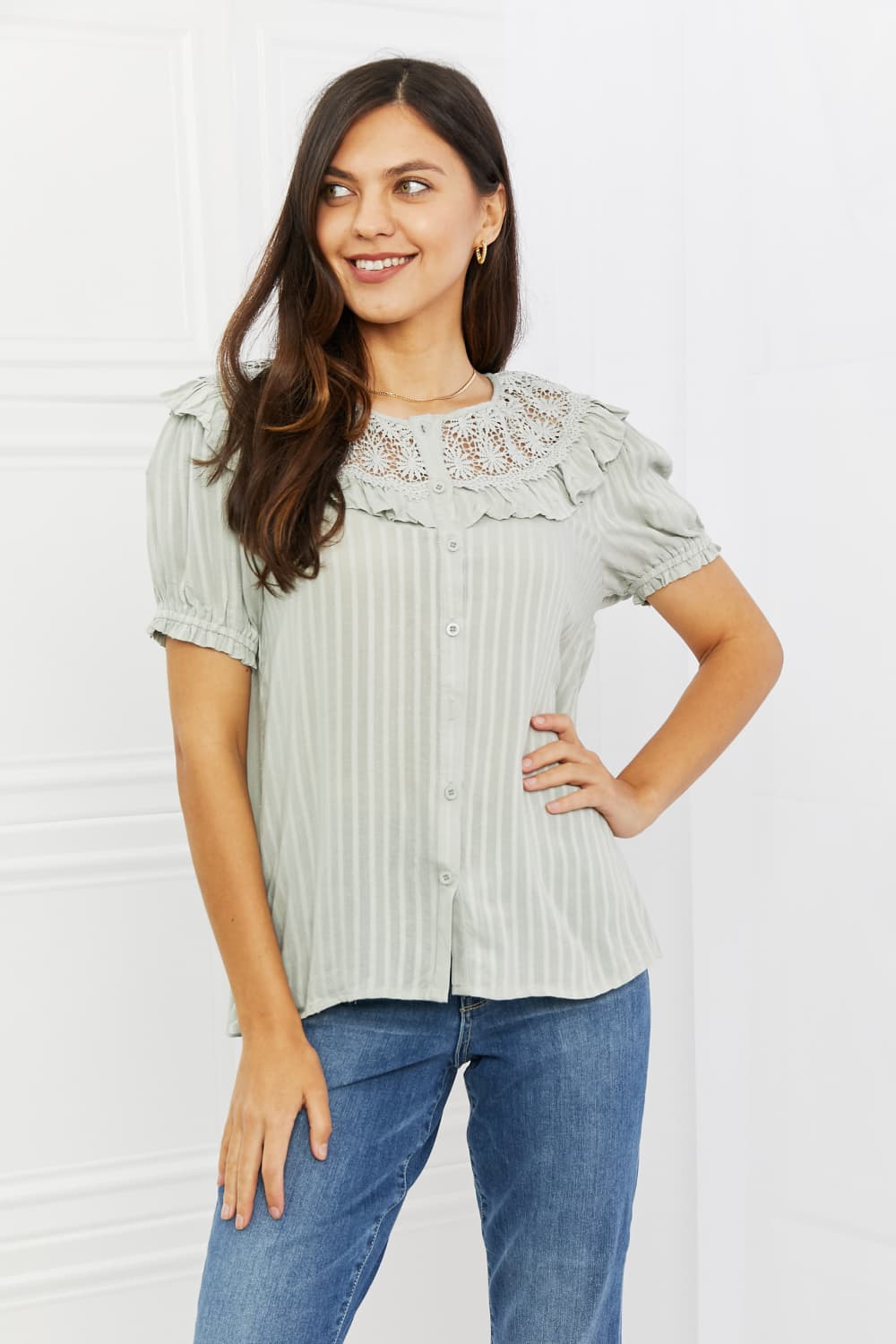 Short Sleeve Top in Ice MintTopHEYSON
