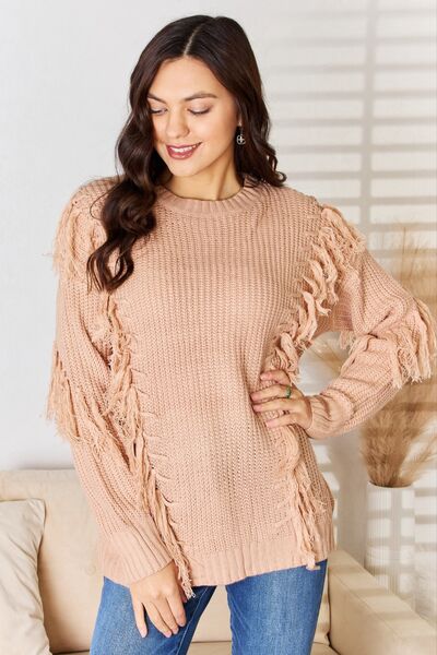 Tassel Detail Long Sleeve Sweater in Dusty PinkSweaterAnd the Why