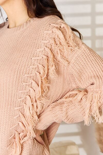 Tassel Detail Long Sleeve Sweater in Dusty PinkSweaterAnd the Why