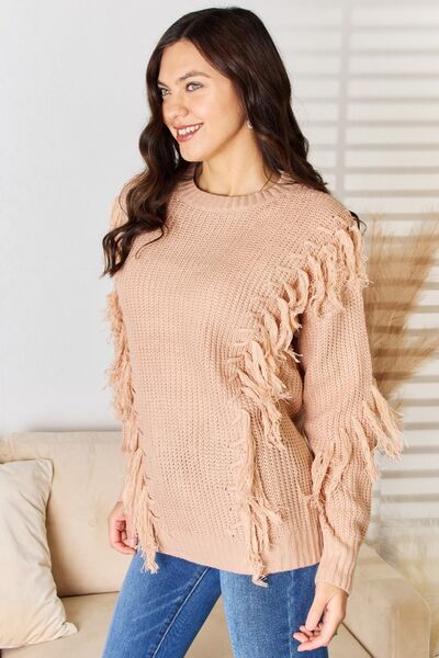 Tassel Detail Long Sleeve Sweater in Dusty PinkSweaterAnd the Why