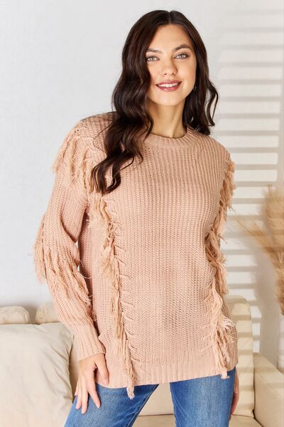 Tassel Detail Long Sleeve Sweater in Dusty PinkSweaterAnd the Why