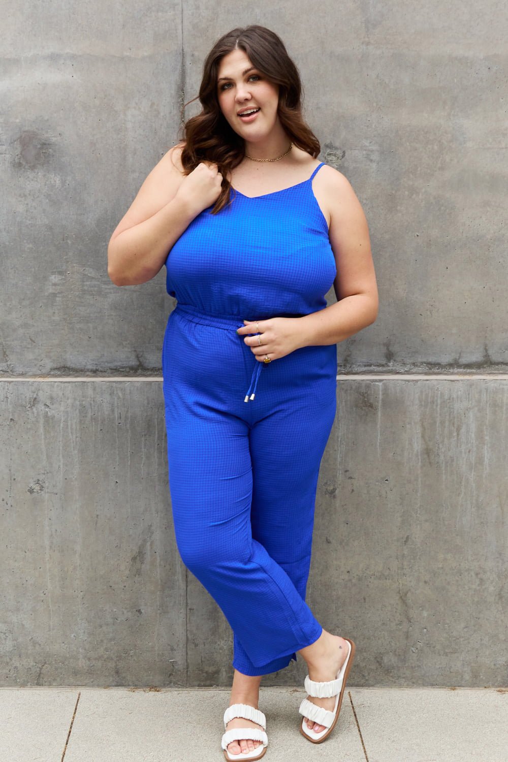 Textured Woven Jumpsuit in Royal BlueJumpsuitODDI