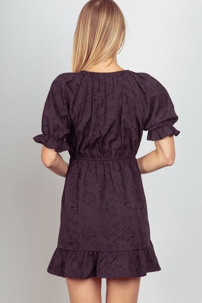 Textured Woven Ruffled Mini Dress in BlackMini DressVery J