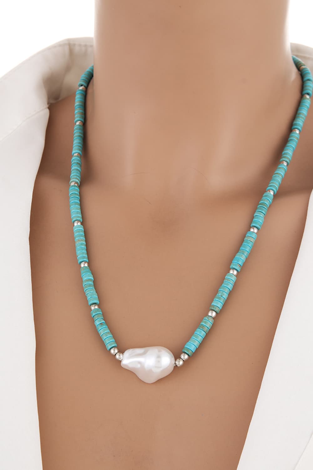 Turquoise & Pearl NecklaceNecklaceBeach Rose Co.