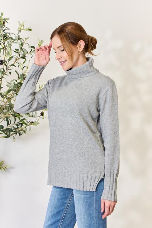 Turtleneck Long Sleeve Sweater in GreySweaterHeimish