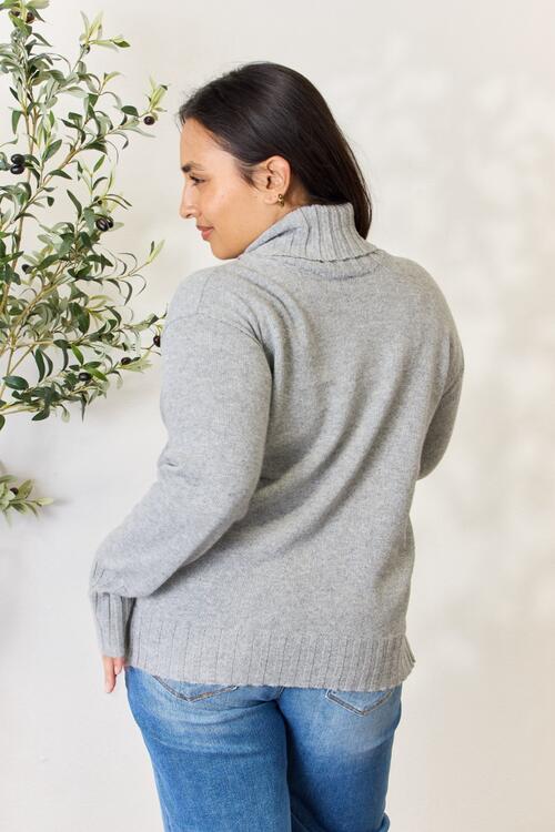 Turtleneck Long Sleeve Sweater in GreySweaterHeimish