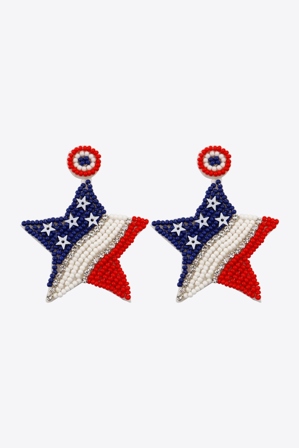 US Flag Beaded Star EarringsEarringsBeach Rose Co.